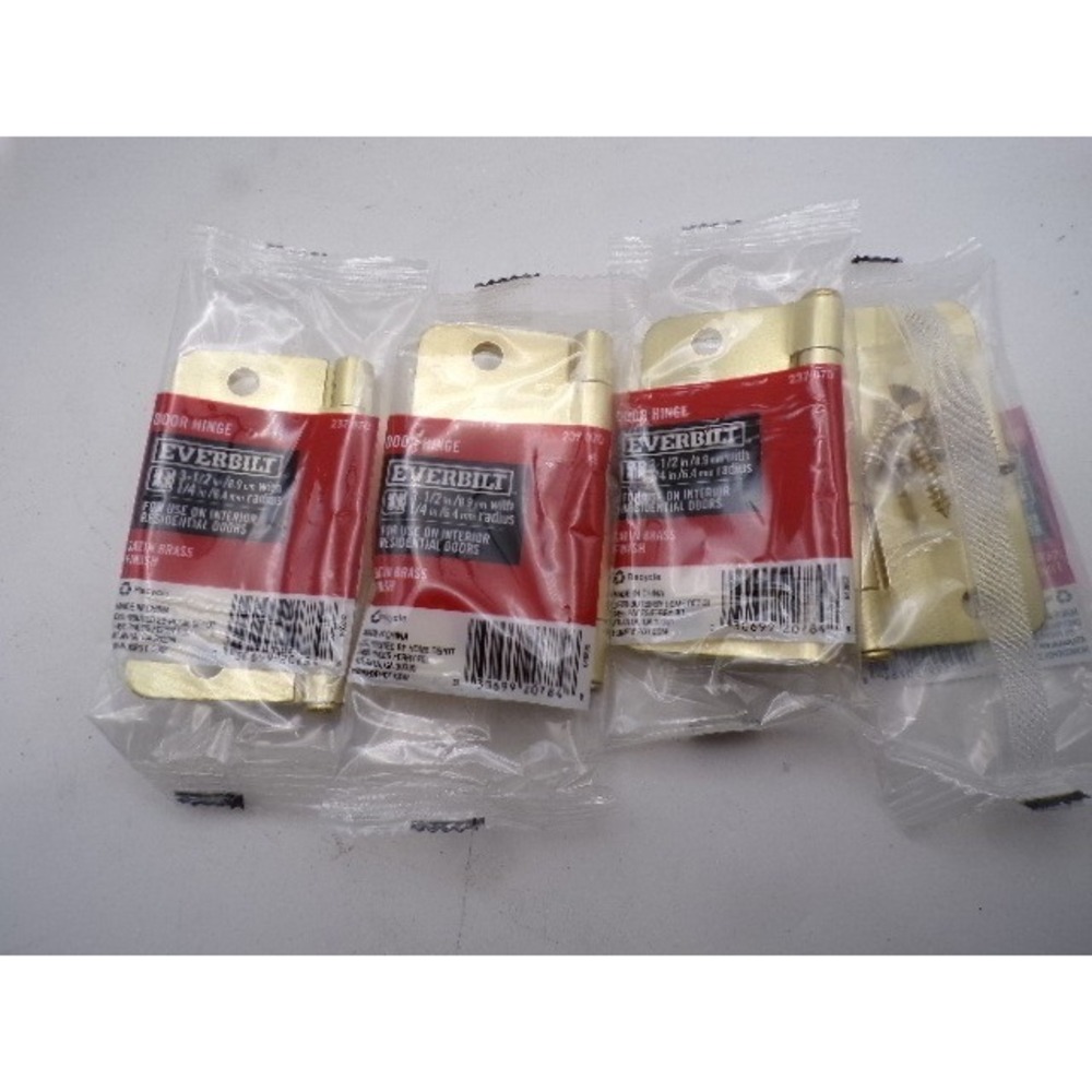 Everbilt 3-1/2 in Satin Brass Interior Door Hinge 1/4 in Radius‎ Lot of 4